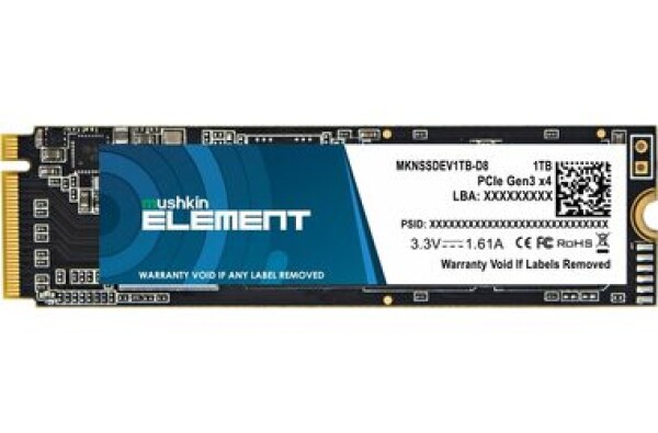 Mushkin Element 1TB SSD / M.2 2280 / NVMe PCIe 3.0 x4 / RW:2000 1600 MBps / MTBF: 1 / 3y (MKNSSDEV1TB-D8)