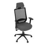 Židle kancelářská, černá MESH síťovina, černá látka, plastový kříž, synchronní mechanismus, kolečka pro tvrdé povrchy