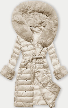 Dámský péřový kabát v perleťové barvě se zapínáním na knoflíky (5M3160/1-281) odstíny bílé M (38)