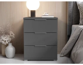Noční stolek se 3 zásuvkami Smilla, výška 61 cm, grafitový