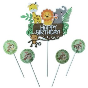 Dortisimo Zapichovací dekorace na dort Happy Birthday safari (5 ks)