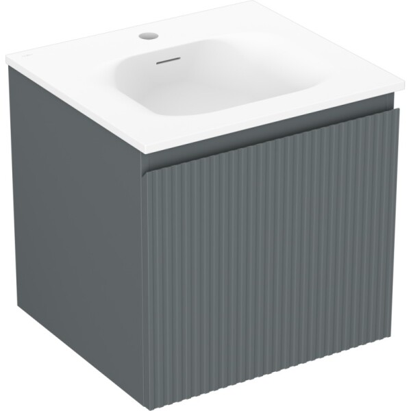 MEXEN/S - Rivel koupelnová skříňka 50 cm s umyvadlem Vela, 1 šuplík, reliéf , grafit mat/bílá mat 91A20-05047-1-BF66-W23M01