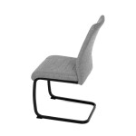 Židle jídelní, stříbrná látka, černé kovové nohy