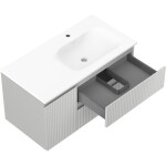 MEXEN/S - Rivel koupelnová skříňka 90 cm s umyvadlem Vela pravá, 2S, 1D, reliéf, šedá mat/bílá mat 91A23-09047-3-BBFFF62-W23P01
