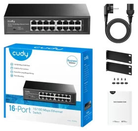 Cudy 16-Port černá / Switch / 16× RJ-45 / 10/100 Mbps / Plug Play / kov (FS1016)