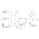 SAPHO - AVIS WC kombi, Vortex Rimless, spodní/zadní odpad, bílá PC106V