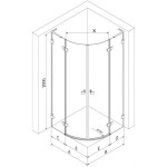 MEXEN/S - Lunar L sprchový kout čtvrtkruh křídlový levá 80 x 70, transparent, grafit metal 833L-080L-070P-95-00
