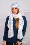 Dámská souprava šátkem Anika K304 ecru+jeans UNI