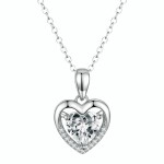 Stříbrný náhrdelník Amorita - stříbro 925/1000, čirý zirkon, srdce, Bílá/čirá 41 cm + 5 cm (prodloužení)