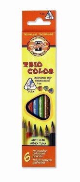 Koh-i-noor pastelky TRIOCOLOR trojhranné tenké (měkká tuha) souprava 6 ks v papírové krabi