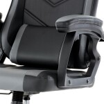 Herní křeslo, šedá a černá ekokůže, houpací mechanika, opěrák 135°