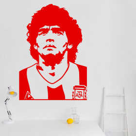 Samolepka Diego Maradona Barva: červená, Velikost: 100 x 70 cm