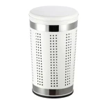 MSV koš na prádlo s polstrovaným víkem bílý / ocel / 46 L (3700703901136)