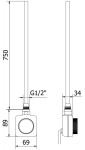MEXEN/S - Mars radiátor + topná tyč 1500 x 600 mm, 900 W, černá W110-1500-600-6900-70