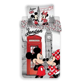 Jerry Fabrics Povlečení Mickey a Minnie Londýn Telephone 140x200 cm