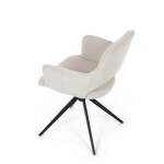 Židle jídelní, krémová látka, 360° vratný mechanismus, černý kov