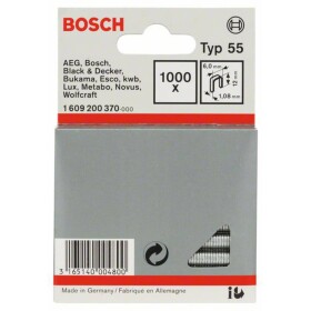 Úzké sponky do sponkovačky, typ 55 - 6 x 1,08 x 12 mm 1000 ks Bosch Accessories 1609200370 Rozměry (d x š) 12 mm x 6 mm
