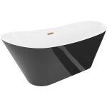 MEXEN/S - Dora volně stojící vana 150 x 75, bílá/černá, sifon a přepad měď kartáčovaná 52071507575-65
