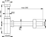 Alcadrain Sifon umyvadlový DN32 DESIGN celokovový, hranatý A401 A401