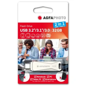 AgfaPhoto USB 3.0 32GB stříbrná / Flash Disk / USB-C 3.0 (10542N)