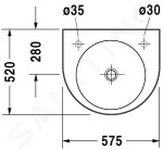 DURAVIT - Architec Umyvadlo 575x520 mm, bez přepadu, 1 otvor vpravo, WonderGliss, bílá 04495800081