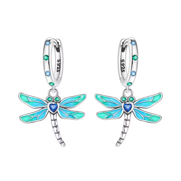 Stříbrné náušnice Vážka - stříbro 925/1000, Stříbrná