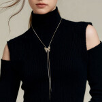 Dlouhý náhrdelník (sweater chain) Piera - motýl, zirkony, Vintage 75 cm