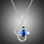 Náhrdelník Swarovski Elements Luicca - motýl, Modrá 40 cm + 5 cm (prodloužení)