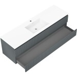 MEXEN/S - Rivel koupelnová skříňka 160 cm s umyvadlem Otis, 2 zásuvky, reliéf , grafit mat/bílá mat - 91A20-16047-2-BFF66-W18M 91A20-16047-2-BFF66-W18M01