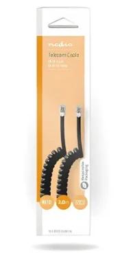 Nedis Telefonní kabel RJ10 - RJ10 černá / Telefonní kabel / kroucený / 2 m / Box (TCGB90100BK20)