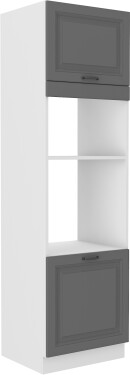 Vysoká skříňka pro vestavnou a mikrovlnou troubu Stilo 60 DPM-210 2F Barva korpusu: Bílá, Barva dvířek: Dust Grey