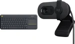 Logitech K400 Plus + Brio 100 / Sada / Bezdrátová klávesnice s touchpadem / Webkamera