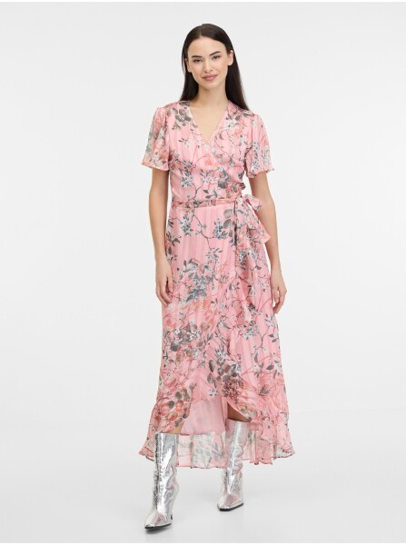 Růžové dámské květované zavinovací šaty Guess New Juna dámské