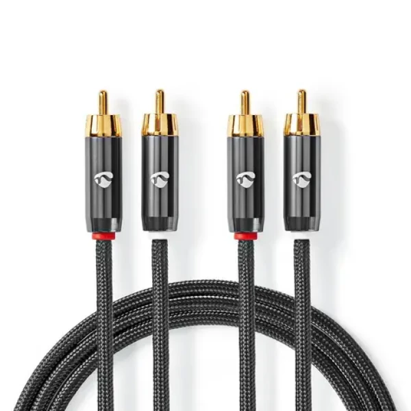 Nedis Stereo Audio kabel 2x RCA (M) - 2x RCA (M) 5.00 m šedá (CATB24200GY50)