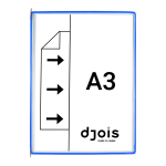 Djois závěsný rámeček s kapsou, A3, otevřené bokem, modrý, 10 ks