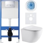 CERANO - Kompletní WC set Profi/Cesso - bílá matná - WC tlačítko Slim/Chrom - předstěnová instalace - 49x36 CER-8050BD29