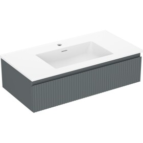 MEXEN/S - Rivel koupelnová skříňka 90 cm s umyvadlem Otis, 1 šuplík, reliéf , grafit mat/bílá mat 91A20-09023-1-BF66-W18M01
