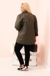 Dámská bunda Plus Size prošívaná s límcem a knoflíkem khaki UNI