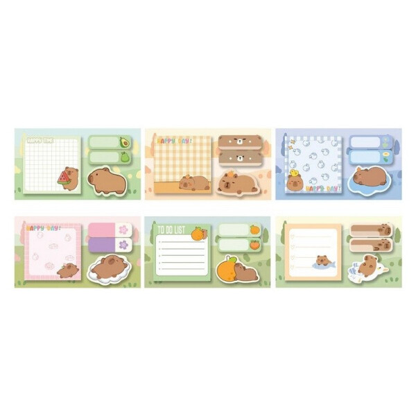 Bloček samolepicí capybara set - mix motivů