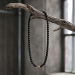 Luxusní pánský náhrdelník Samuel - jantar, turmalín, Černá 47 cm