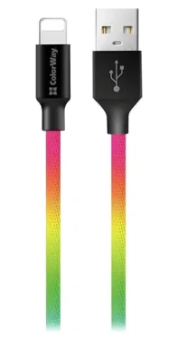 Colorway multicolor / Datový kabel / USB-A - Lightning / 1m / 2.4A (CW-CBUL016-MC)