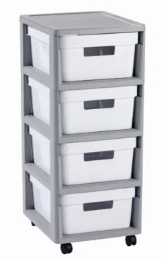 Curver INFINITY Regál se zásuvkami 4x11l šedo-bílá (231559)
