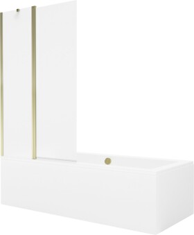 MEXEN/S - Cube obdélníková vana 180 x 80 cm s panelem + vanová zástěna 100 cm, transparent, zlatá 550518080X9410115000