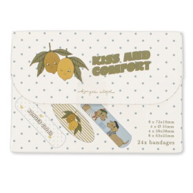 Konges Sløjd Dětské voděodolné náplasti Kiss and Comfort Lemon / Cherry – 24 ks Lemon, textil
