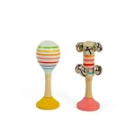 Bigjigs Toys Sada Rumba koule žlutá a rolničky růžové