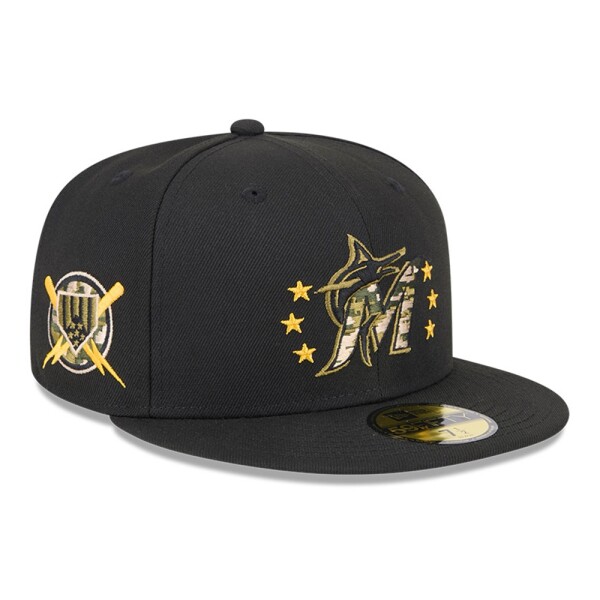 New Era Pánská kšiltovka Miami Marlins MLB 2024 Authentic Armed Forces 59FIFTY Fitted Velikost: 7 1/8