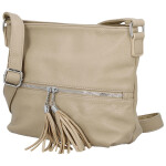 Trendy dámská koženková crossbody kabelka Vaka, tmavě béžová