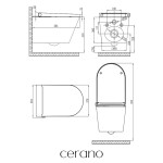 CERANO - WC závěsné s integrovaným elektronickým bidetem Cronus Standard, Vortex Rimless 180° + SoftClose sedátko - bílá lesklá - 59,3x38,4 CER-545632