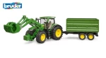Bruder 03155 Traktor John Deere s předním nakladačem a sklápěcím přívěsem