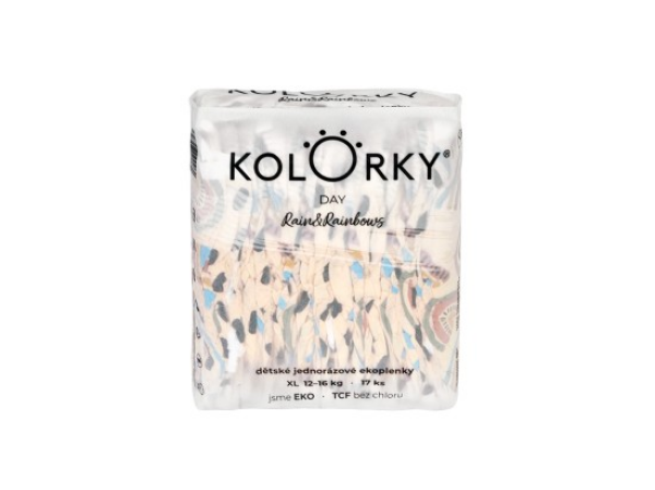 KOLORKY DAY jednorázové eko plenky déšť a duhy - XL (12-16 kg), 17 ks